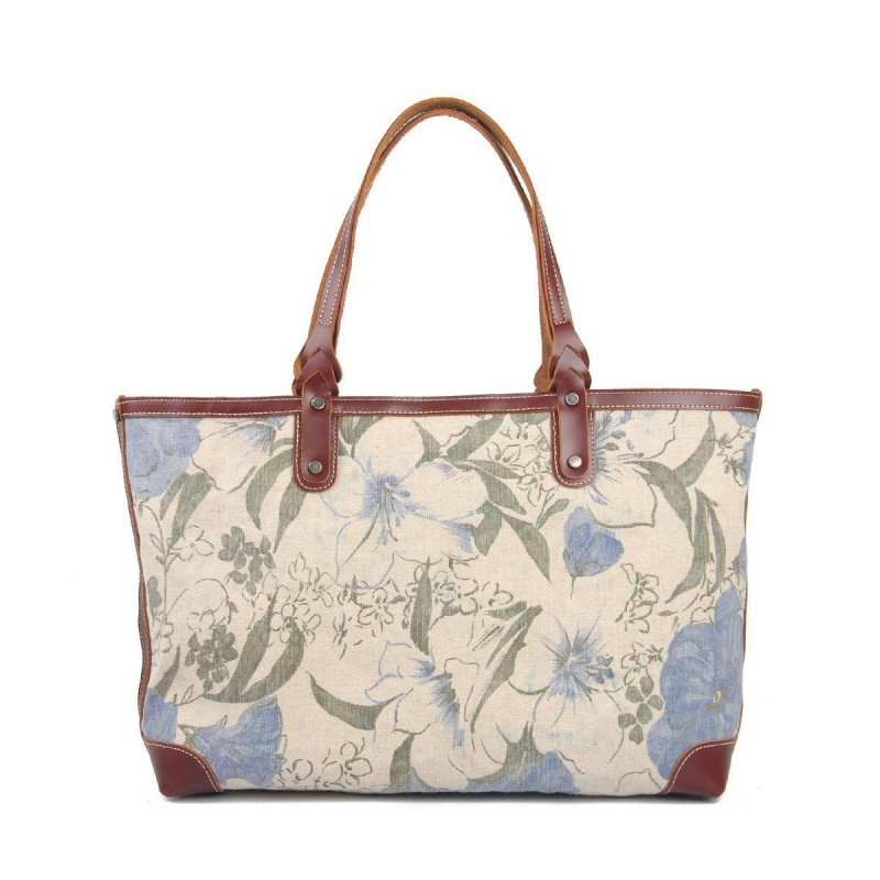 Женская городская сумка Flower кремово-голубая фото