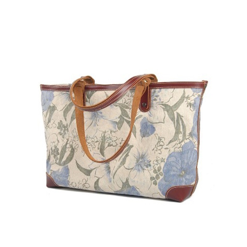 Жіноча міська сумка Flower кремово-блакитна - 1 фото