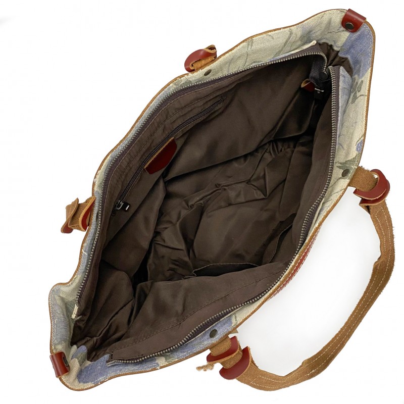 Женская городская сумка Flower кремово-голубая - 2 фото