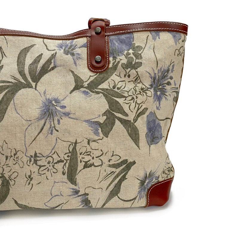 Женская городская сумка Flower кремово-голубая - 4 фото