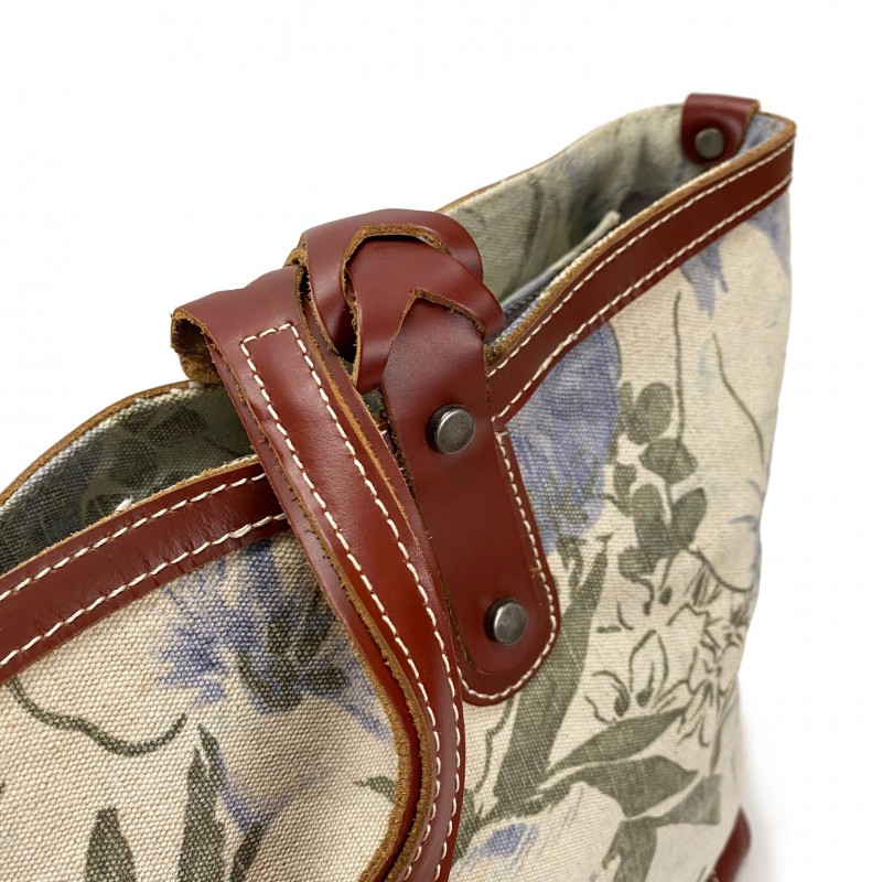 Женская городская сумка Flower кремово-голубая - 5 фото