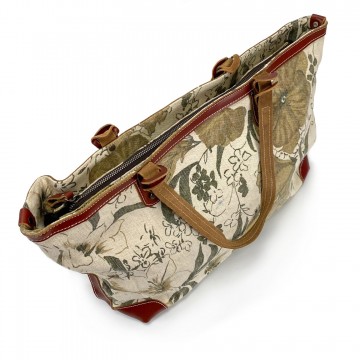 Женская городская сумка Flower кремово-зеленая фото