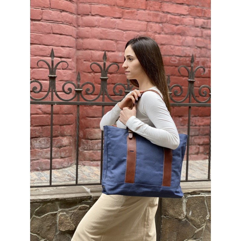 Жіноча міська сумка-тоут Carabo синя - 2 фото