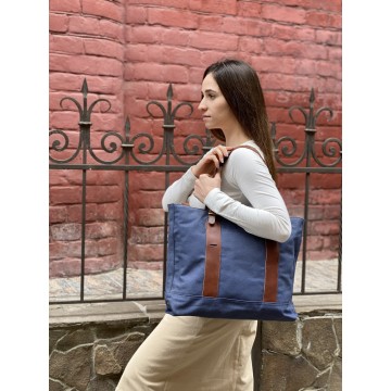 Женская городская сумка-тоут Carabo синяя фото