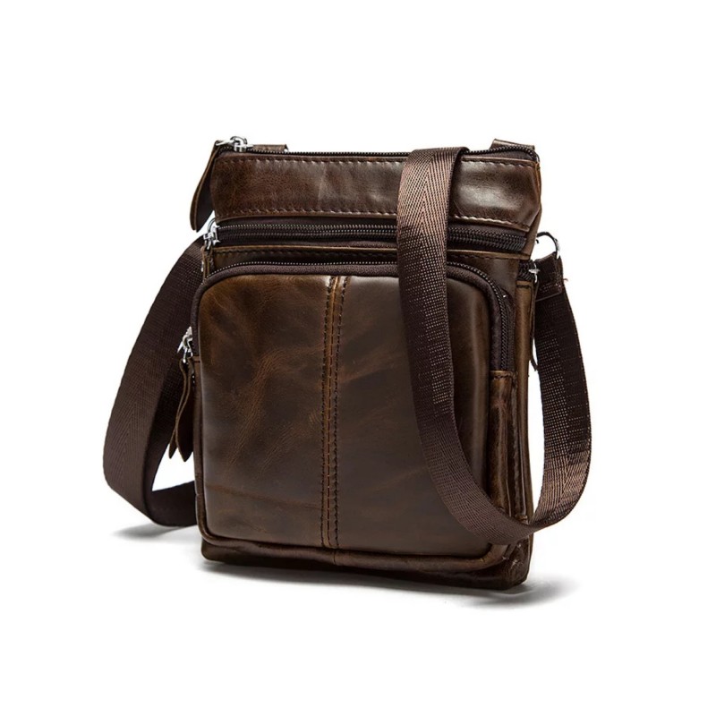 Мужская кожаная сумка-барсетка Wilson через плечо коричневая - 3 фото