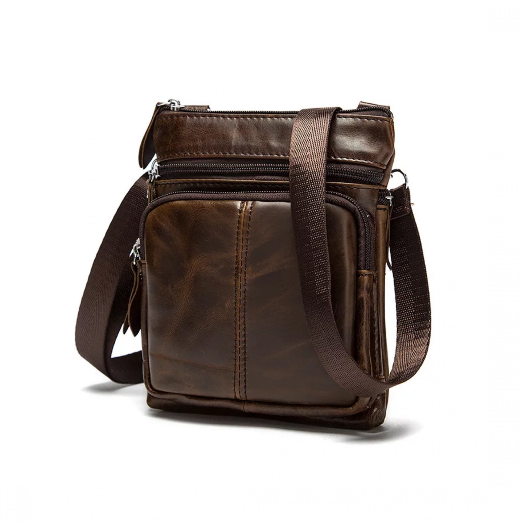Мужская кожаная сумка-барсетка Wilson через плечо коричневая