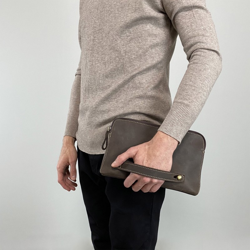 Чоловічий шкіряний месенджер Leone темно-коричневий - 4 фото