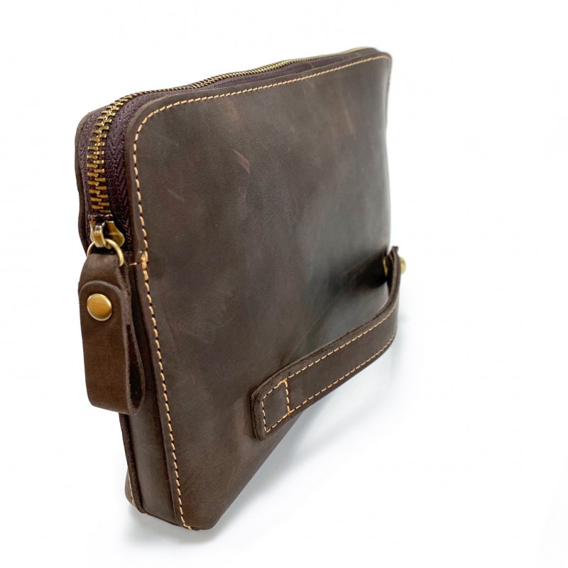 Чоловічий шкіряний месенджер Leone темно-коричневий - 5 фото