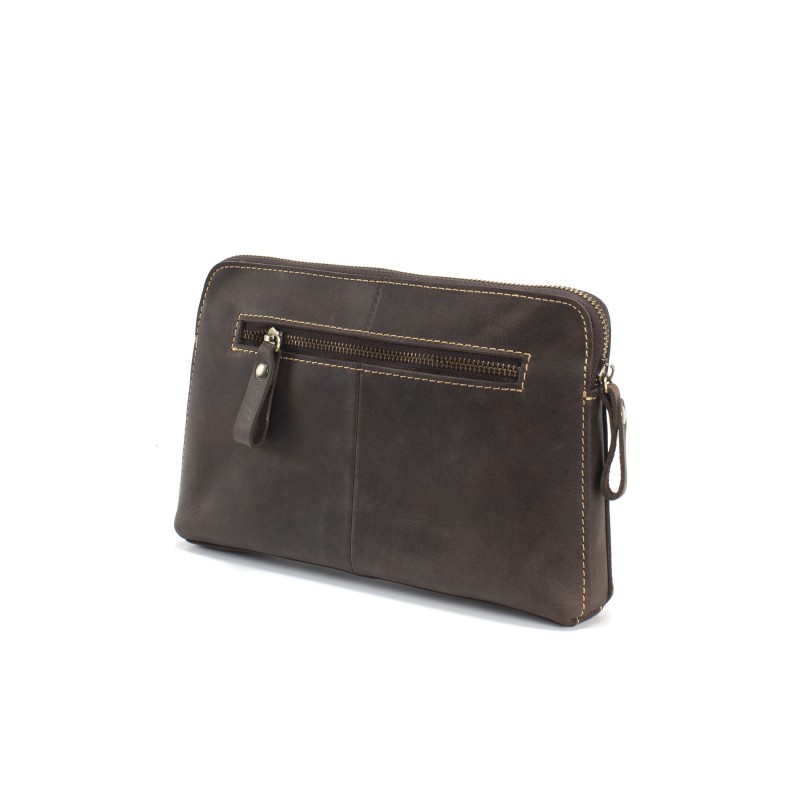 Чоловічий шкіряний месенджер Leone темно-коричневий - 7 фото
