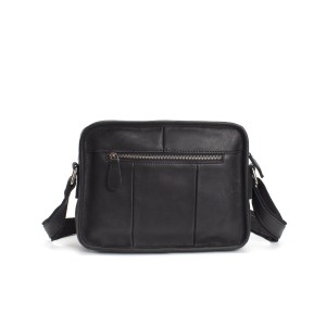 Чоловіча шкіряна сумка Brandon через плече чорна