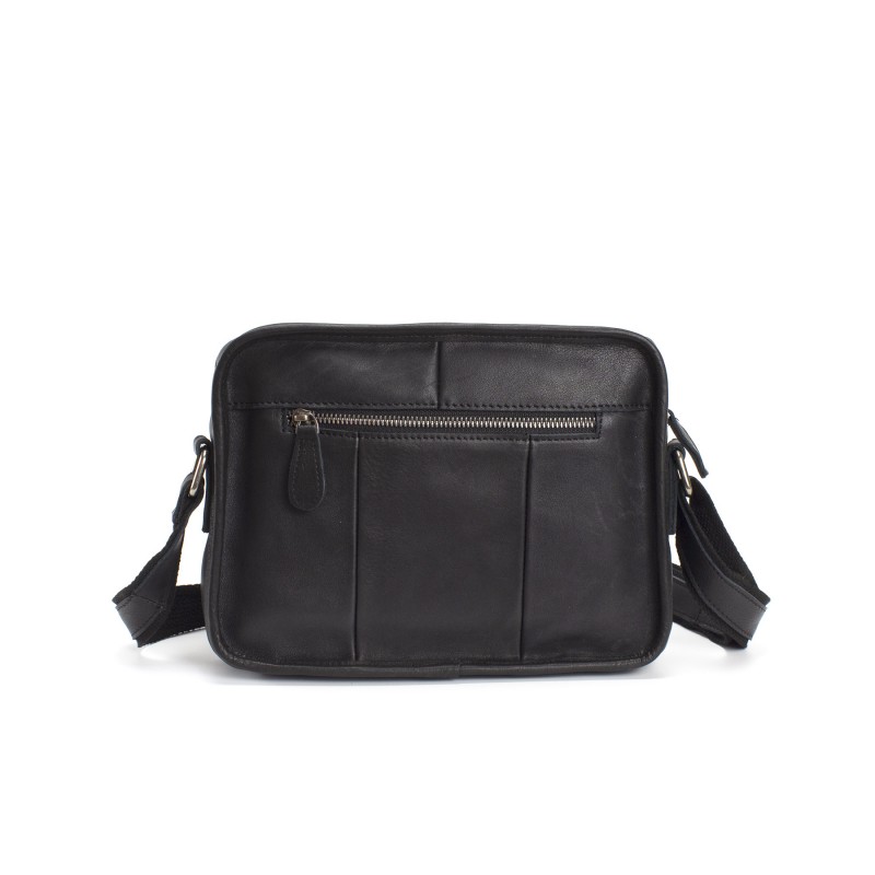 Чоловіча шкіряна сумка Brandon через плече чорна - 1 фото