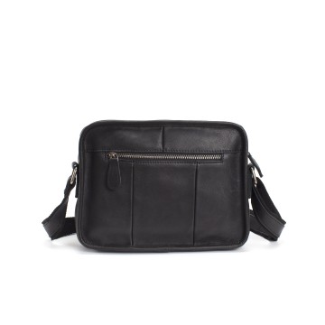 Мужская кожаная сумка Brandon через плечо черная фото