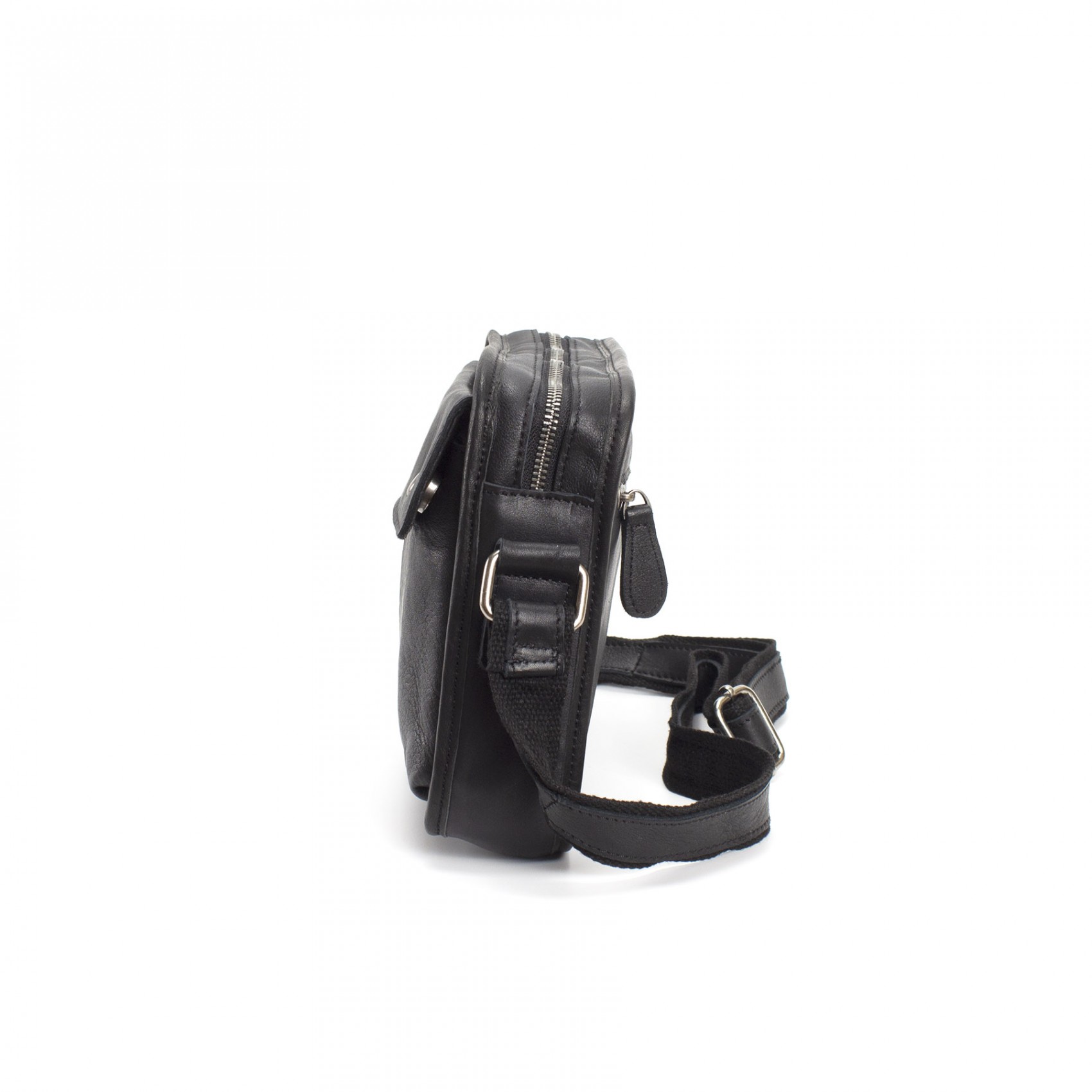 Чоловіча шкіряна сумка Brandon через плече чорна