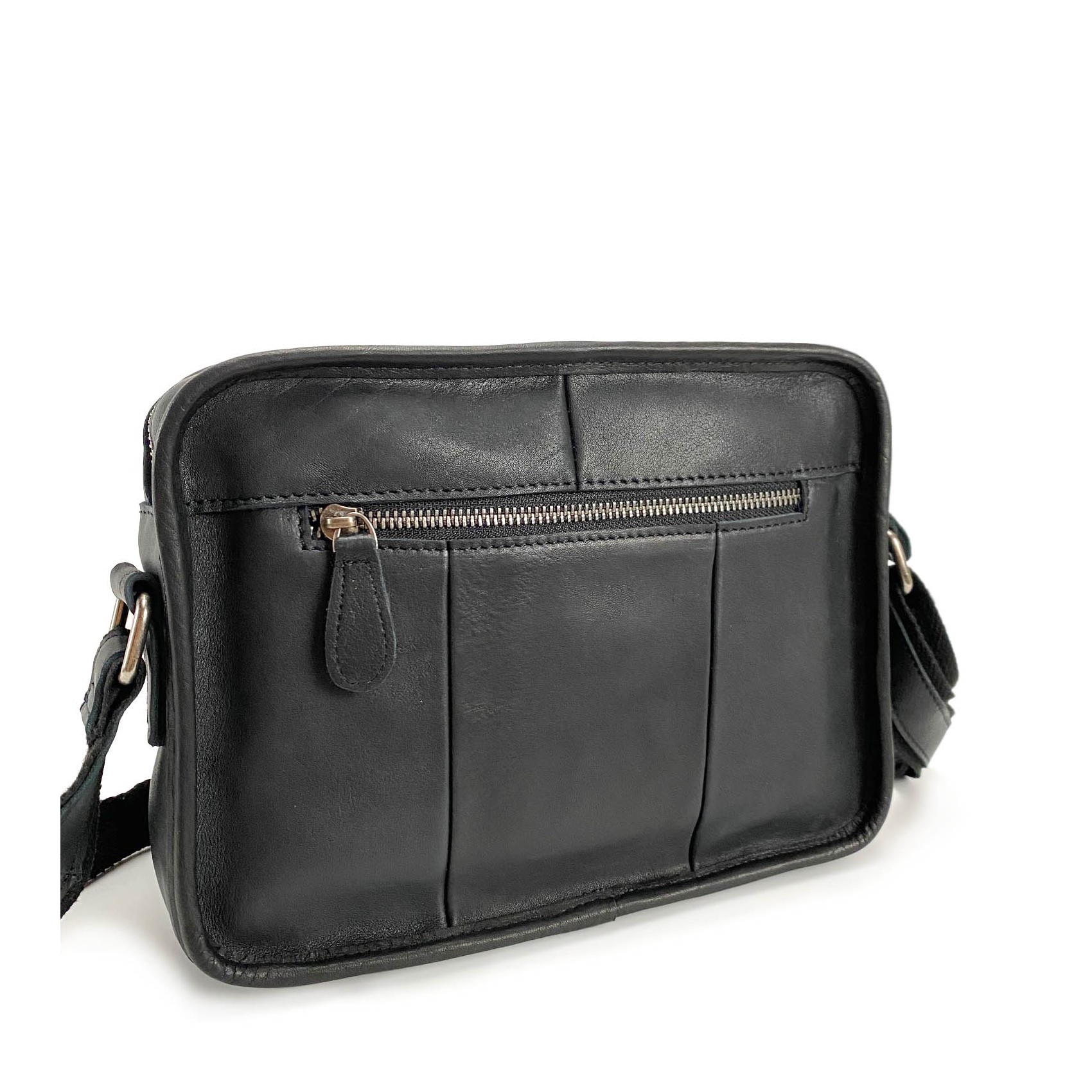 Мужская кожаная сумка Brandon через плечо черная