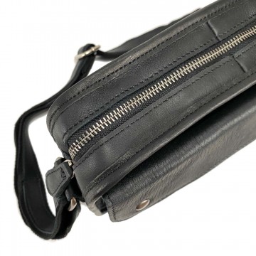 Мужская кожаная сумка Brandon через плечо черная фото