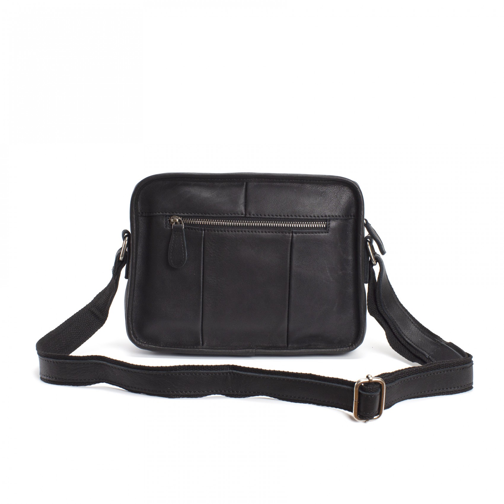 Чоловіча шкіряна сумка Brandon через плече чорна