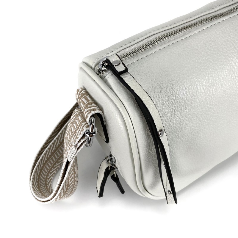 Жіноча шкіряна сумка на плече Diana біла - 7 фото