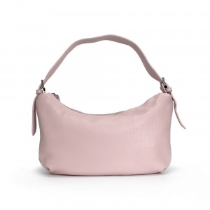 Женская кожаная сумка хобо Monica розовая пудра