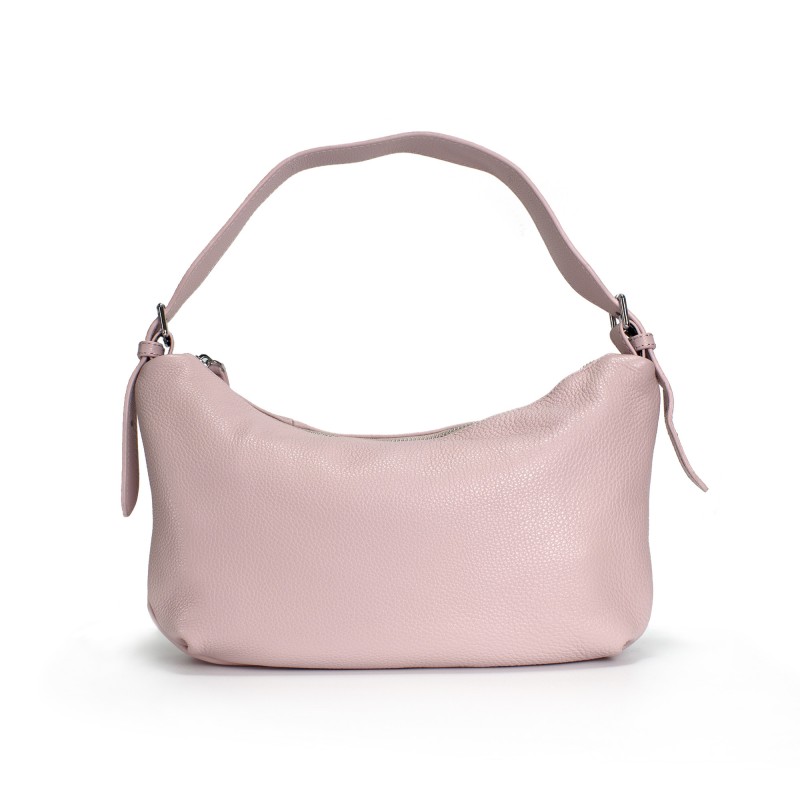 Жіноча шкіряна сумка хобо Monica рожева пудра