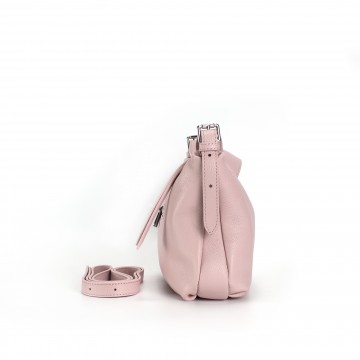 Жіноча шкіряна сумка хобо Monica рожева пудра фото