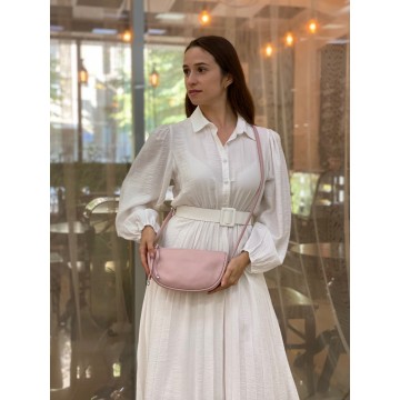 Жіноча шкіряна сумка Rebecca рожева пудра фото