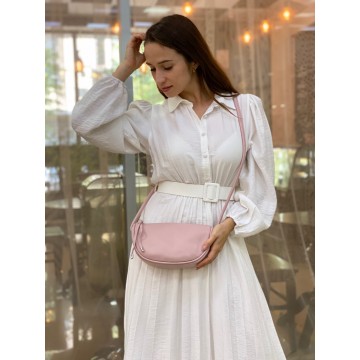 Жіноча шкіряна сумка Rebecca рожева пудра фото