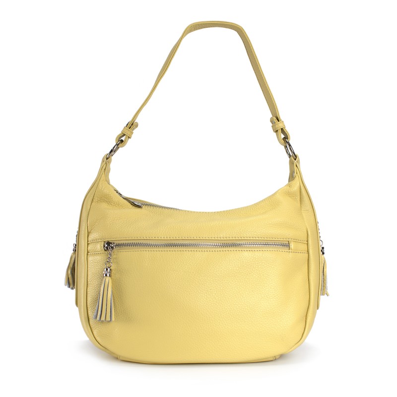 Жіноча шкіряна сумка хобо Linda жовта фото