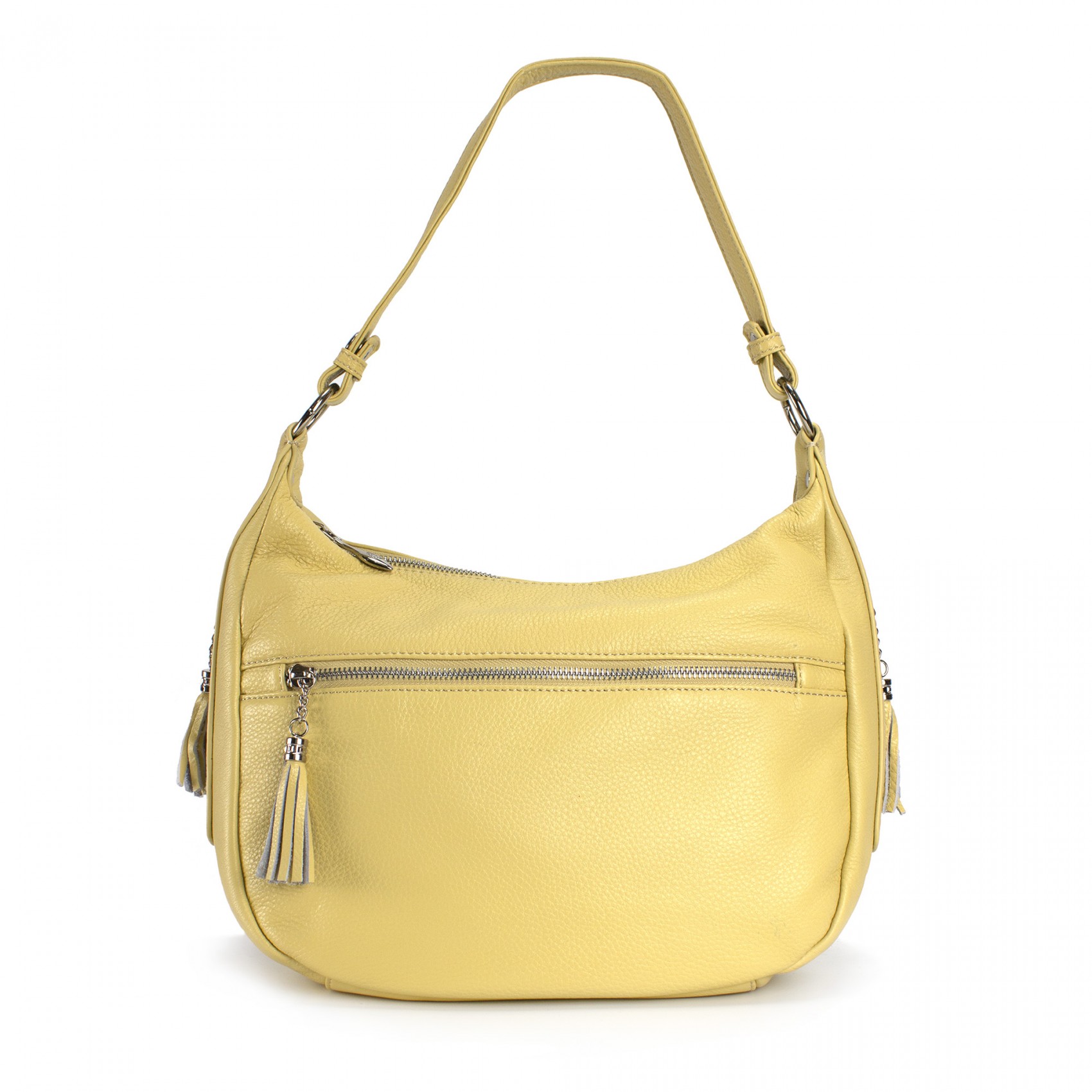 Женская кожаная сумка хобо Linda желтая