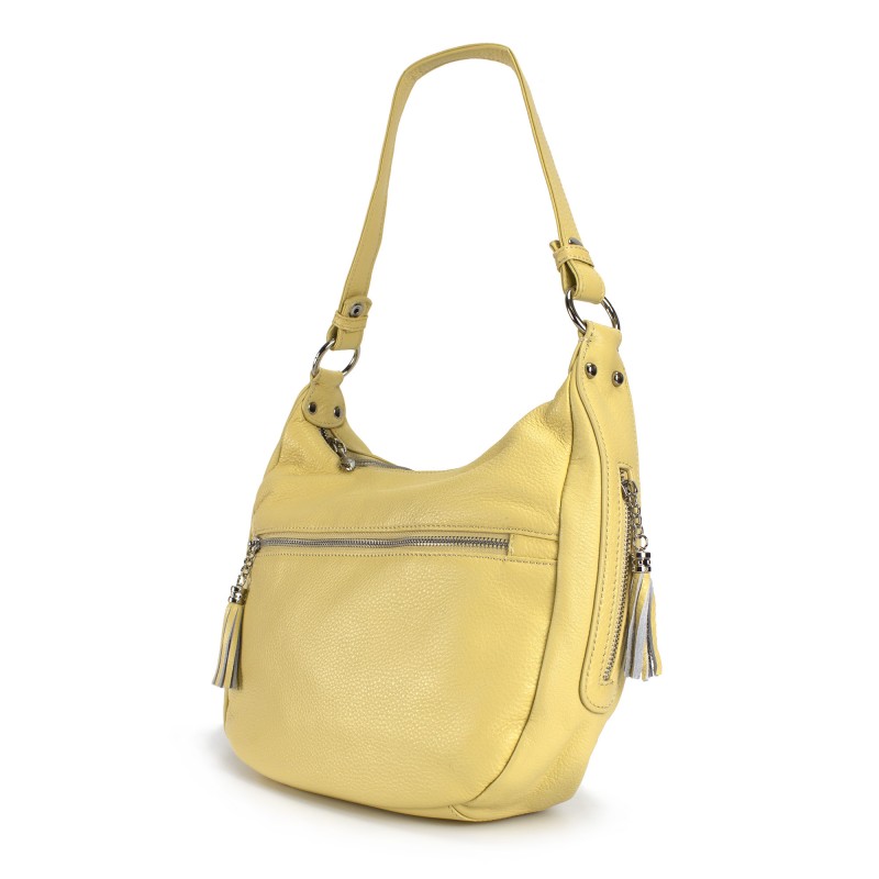 Жіноча шкіряна сумка хобо Linda жовта - 5 фото