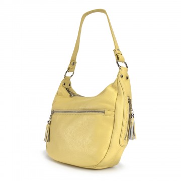 Жіноча шкіряна сумка хобо Linda жовта фото