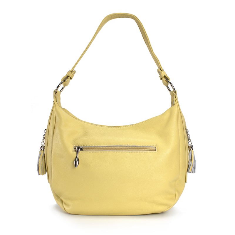 Жіноча шкіряна сумка хобо Linda жовта - 7 фото