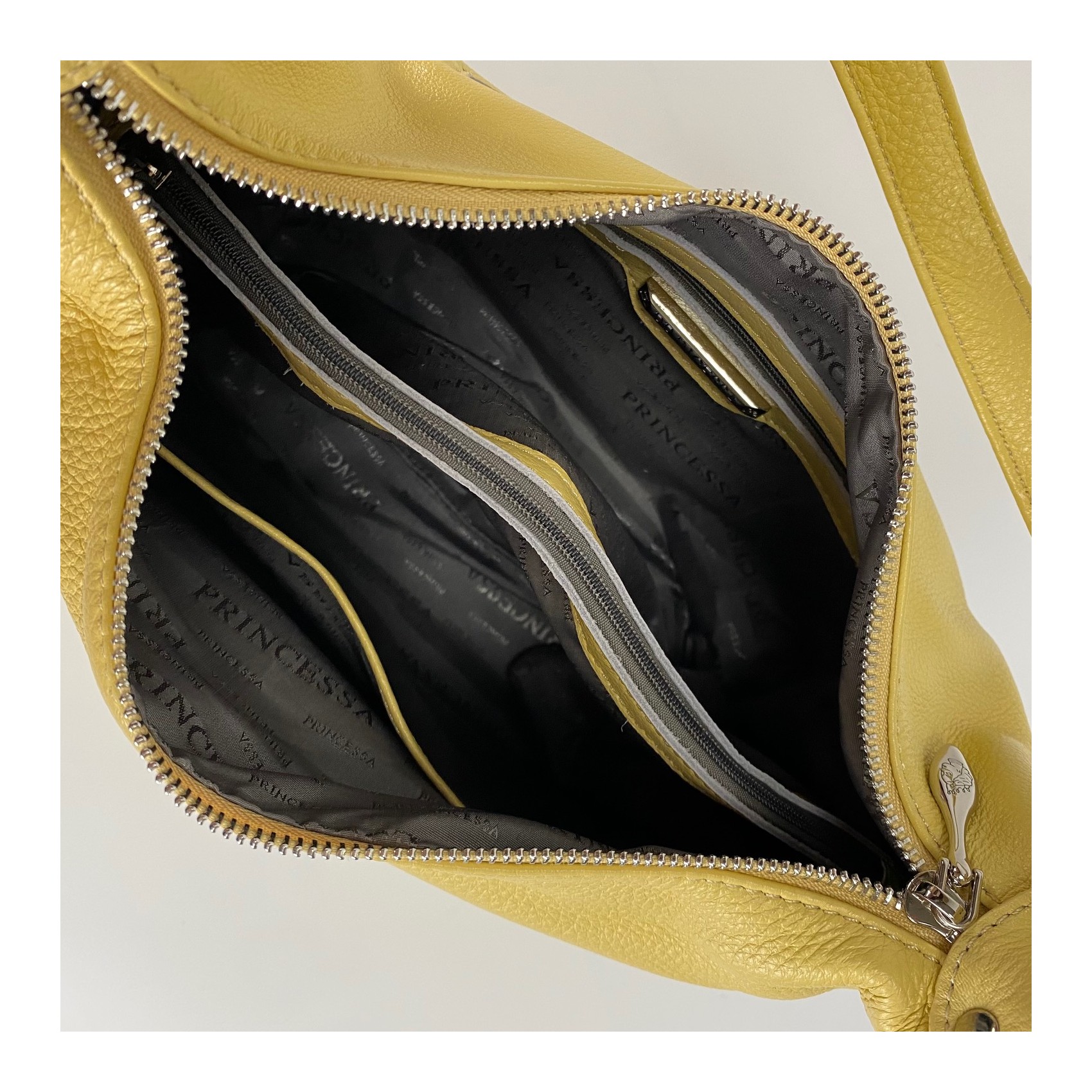 Женская кожаная сумка хобо Linda желтая