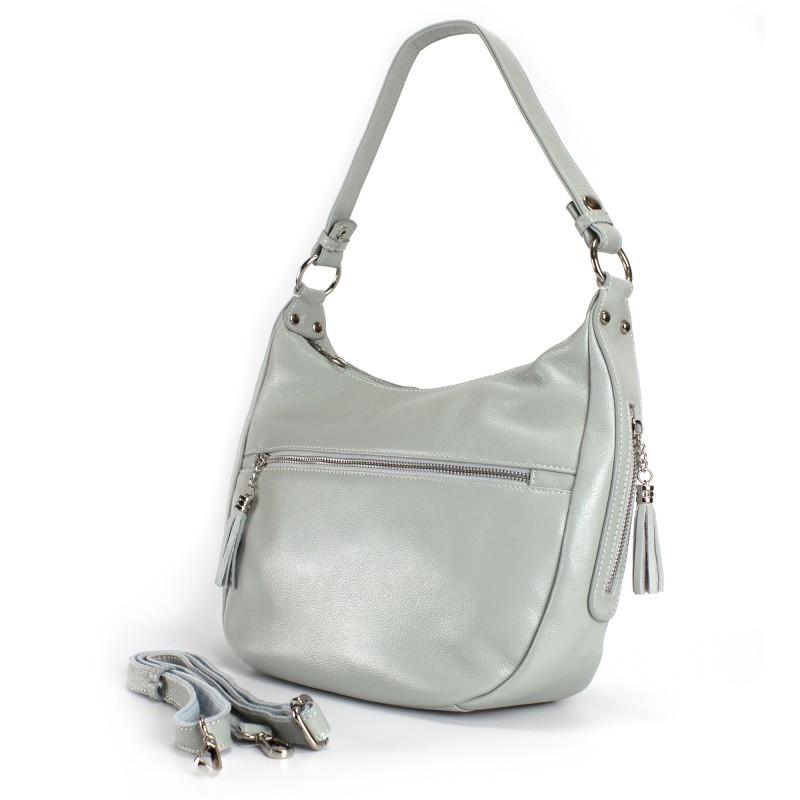 Жіноча шкіряна сумка хобо Linda м'ятна - 1 фото