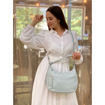Жіноча шкіряна сумка хобо Linda м'ятна фото