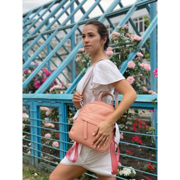 Женский рюкзак Jessica кожаный персиковый фото