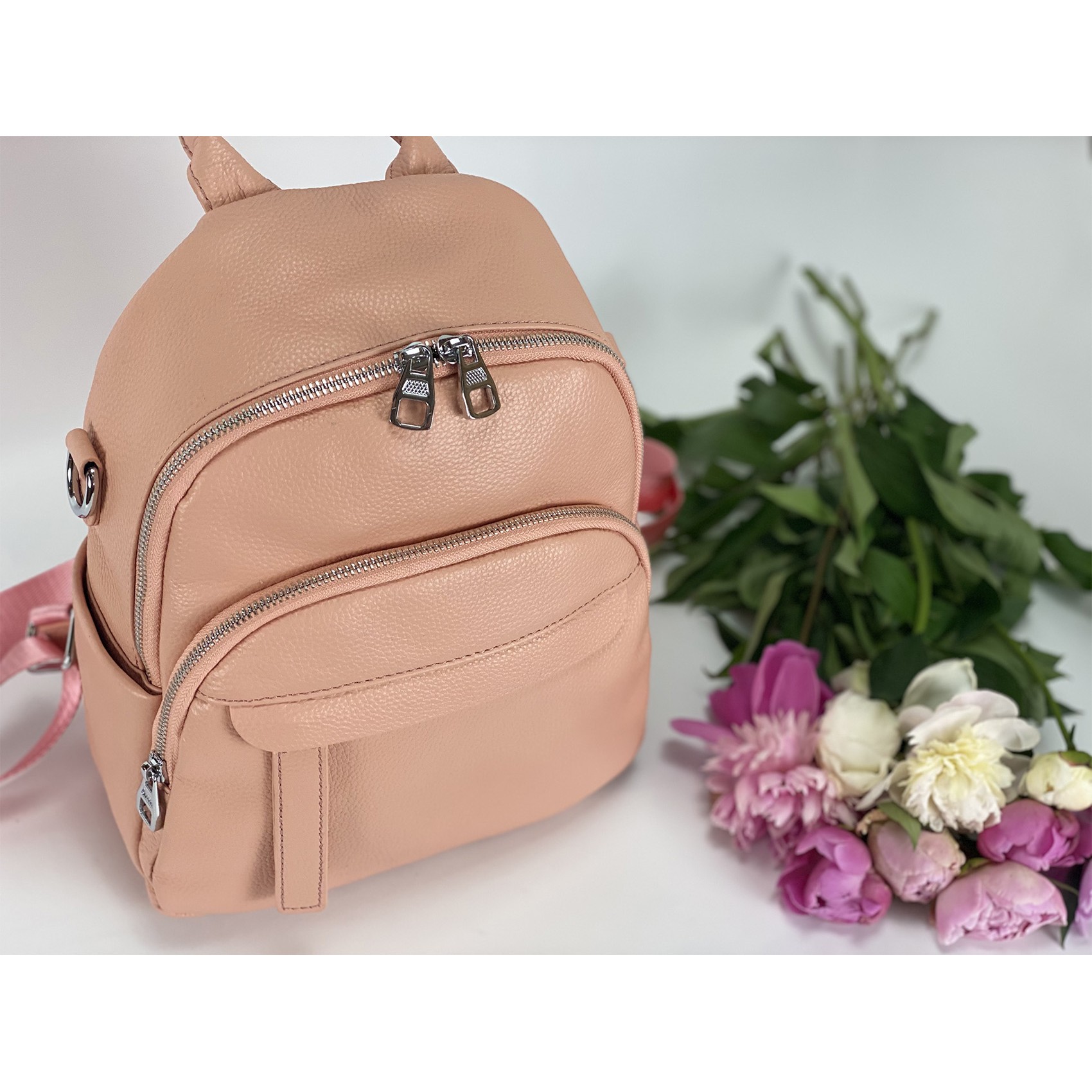 Жіночий рюкзак Jessica шкіряний персиковий
