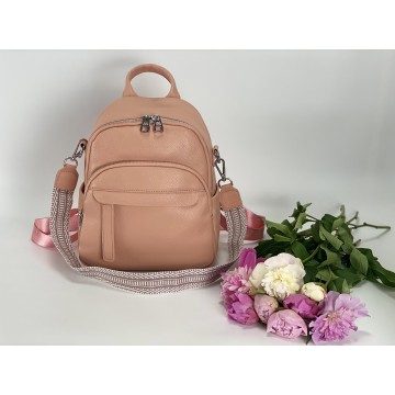 Женский рюкзак Jessica кожаный персиковый фото