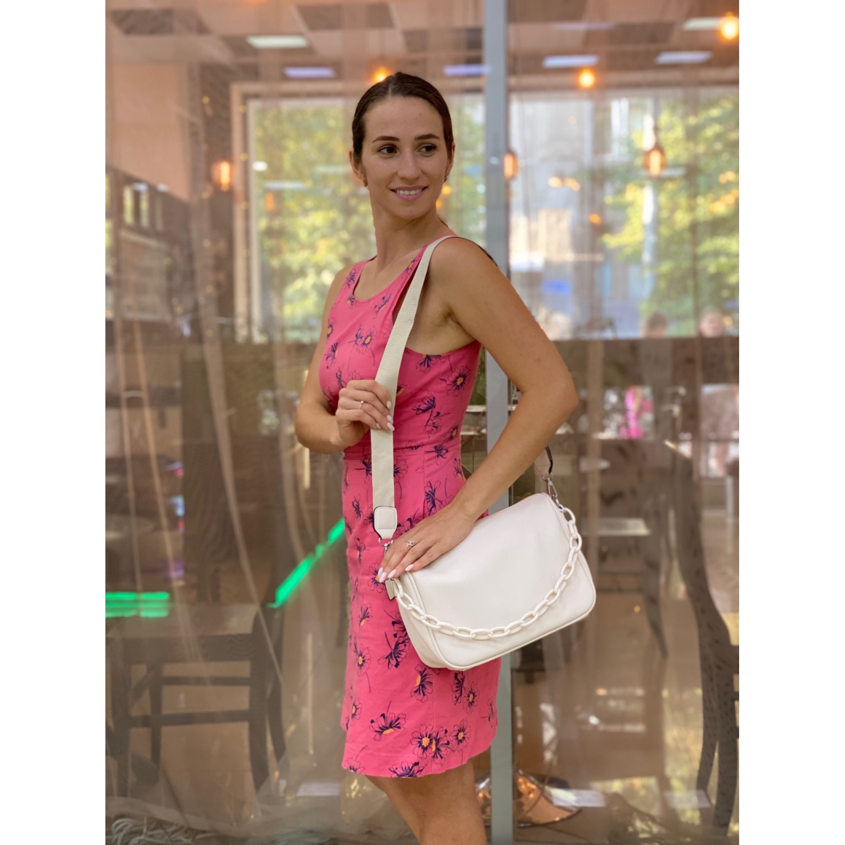 Женская сумка кросс боди Pamela молочная