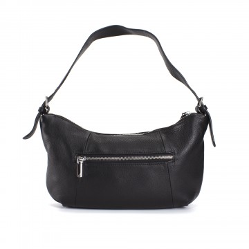 Женская кожаная сумка хобо Monica черная фото