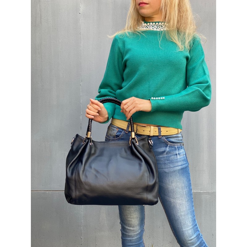 Жіноча шкіряна сумка Brenda чорна - 3 фото