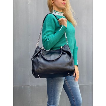 Жіноча шкіряна сумка Brenda чорна фото