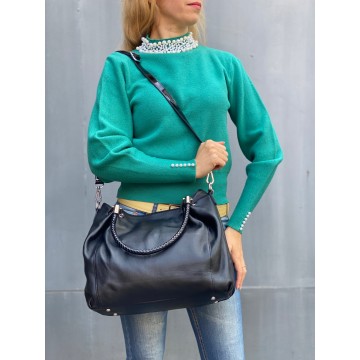 Жіноча шкіряна сумка Brenda чорна фото