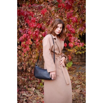 Жіноча шкіряна сумка хобо Monica чорна фото