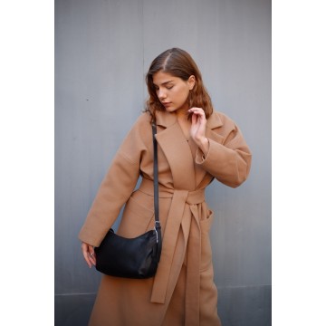 Жіноча шкіряна сумка хобо Monica чорна фото