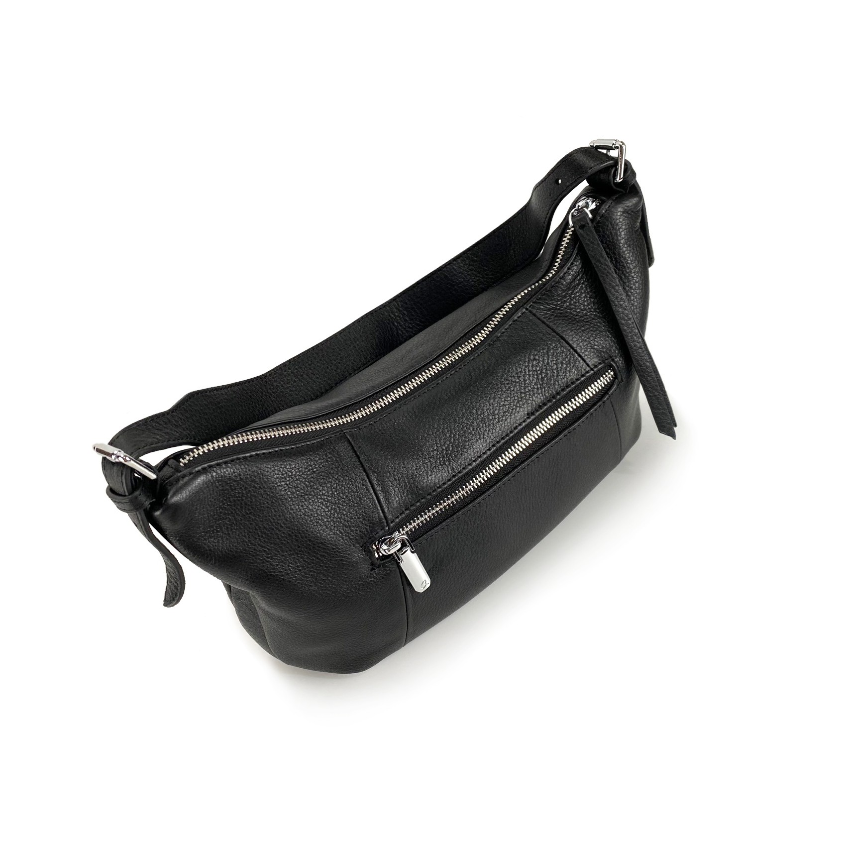 Женская кожаная сумка хобо Monica черная