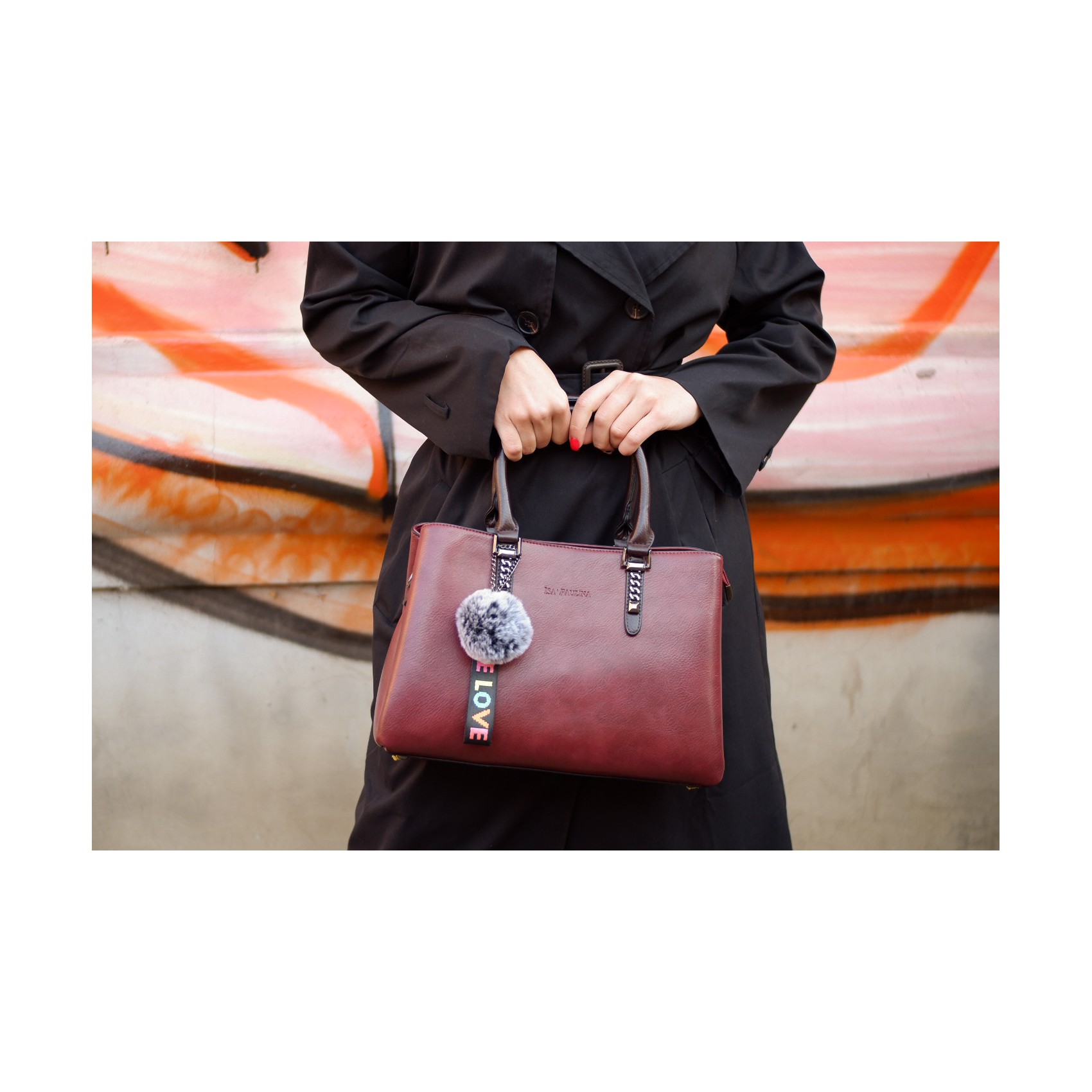 Женская классическая сумка Isa Paulina SE бордовая