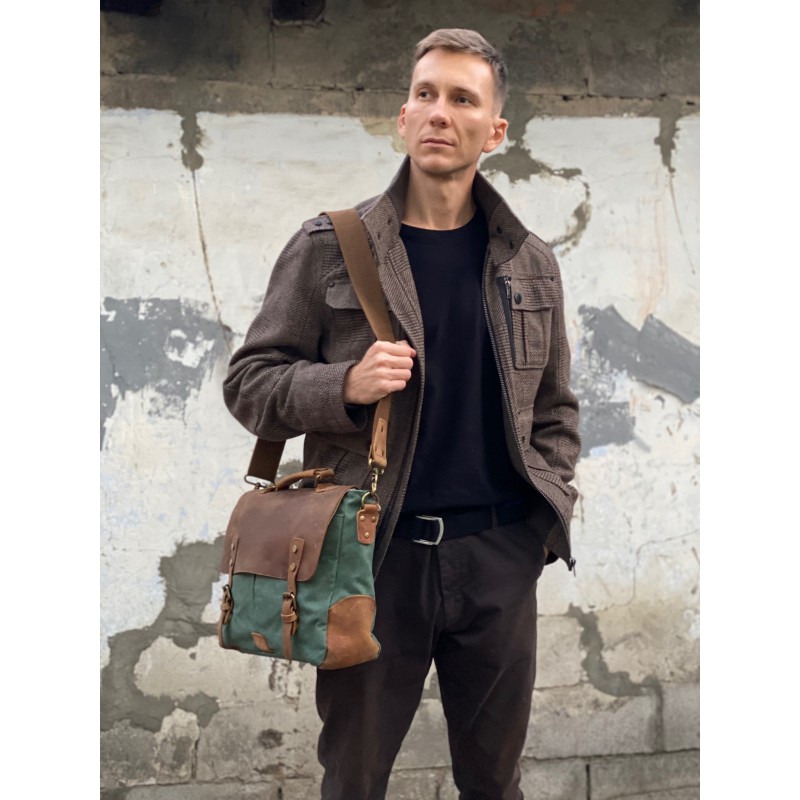 Мужской портфель Tone изумрудный - 3 фото