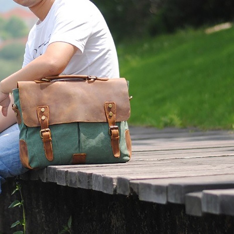 Мужской портфель Tone изумрудный - 11 фото