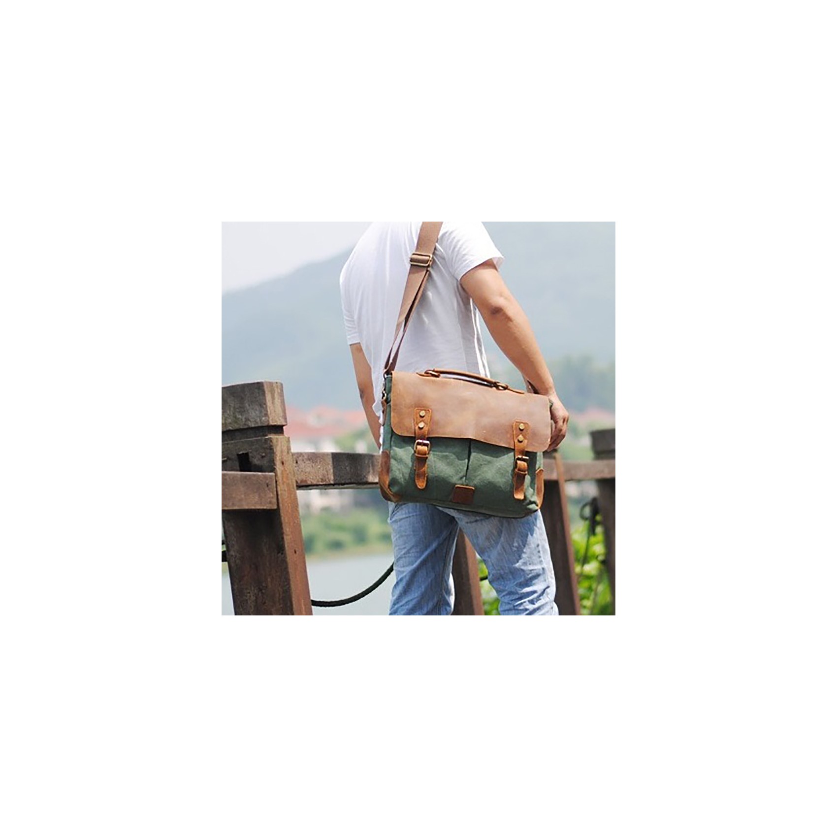 Мужской портфель Tone изумрудный