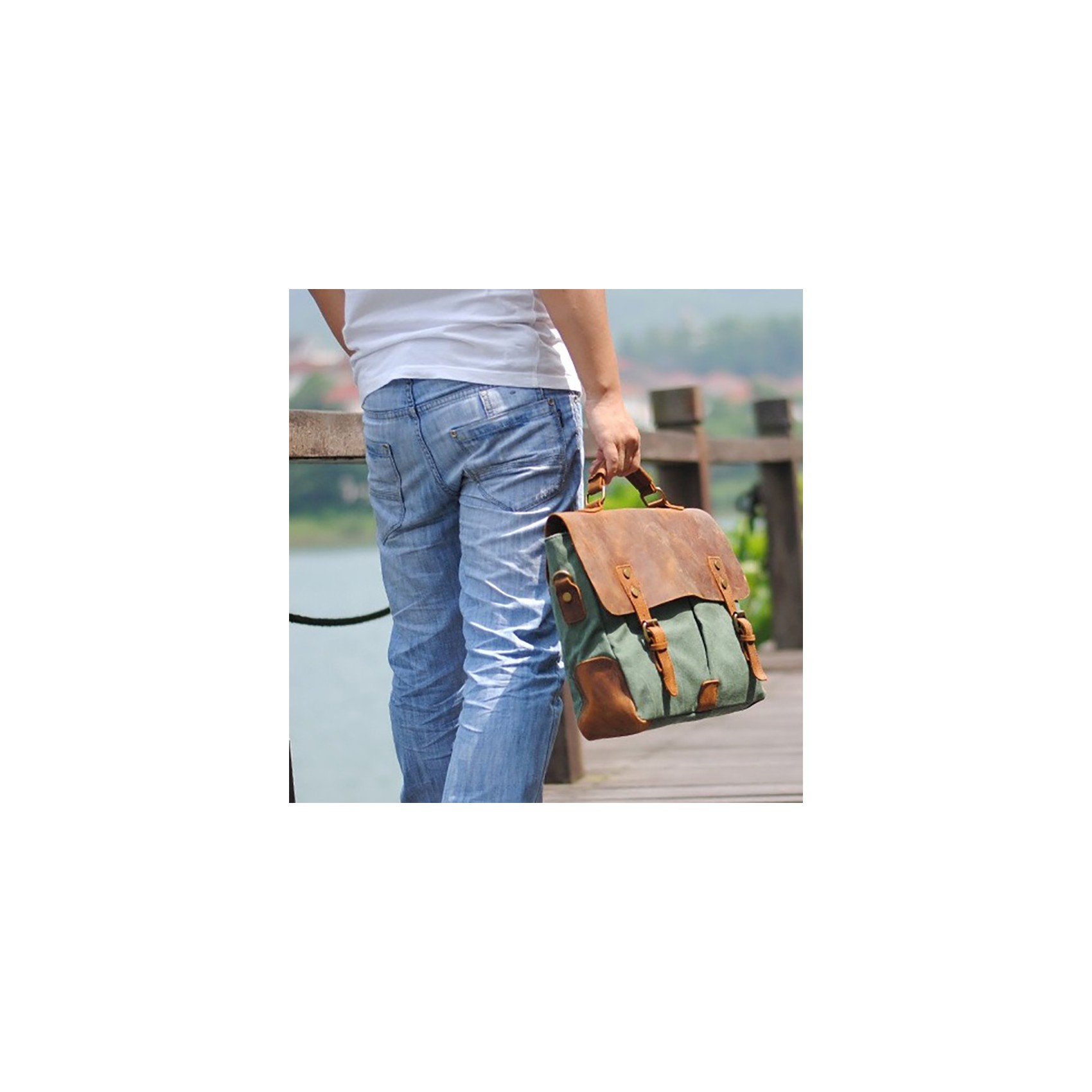 Мужской портфель Tone изумрудный